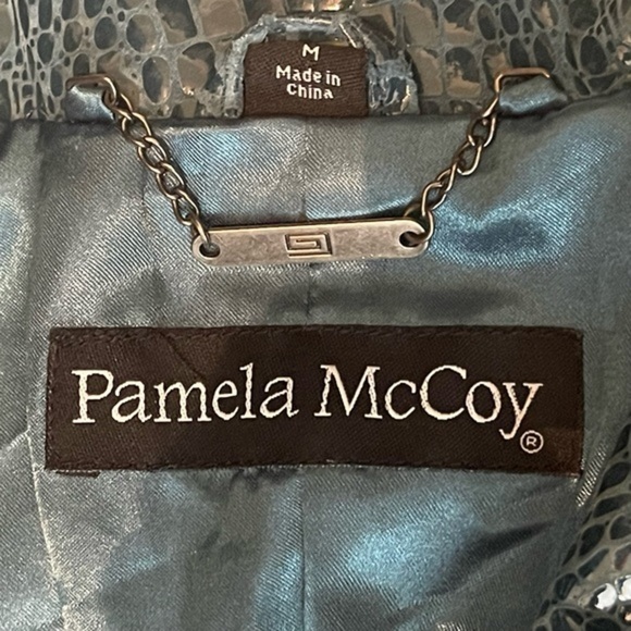 Pamela McCoy Turquoise Snakeskin Embossed Pure Leather Jacket NWOT - Picture 9 of 12